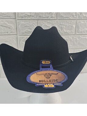 Bullhide Montecarlo 4X Kingman Black Wool Felt Buckle Cowboy Hat Size 7.25 / 58